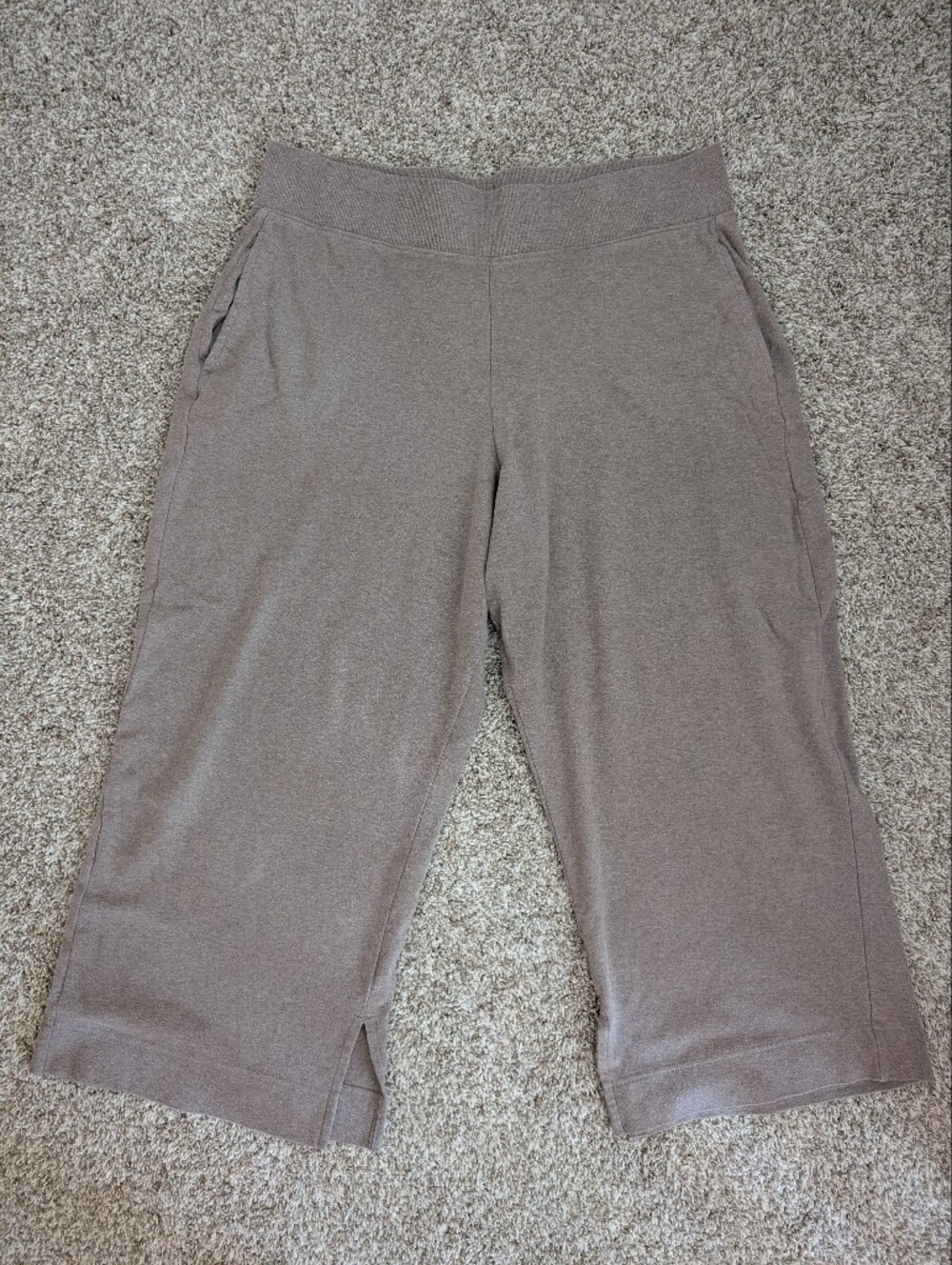 PACT Comfort Wide Leg Women’s Cropped Sweatpants in Taupe Sz XL Organic Cotton